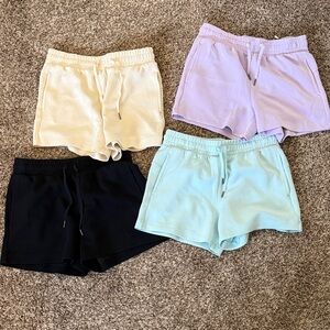 BUNDLE: Everyday Pull-On Athletic Shorts; Black, Cream, Light Purple, Light Blue